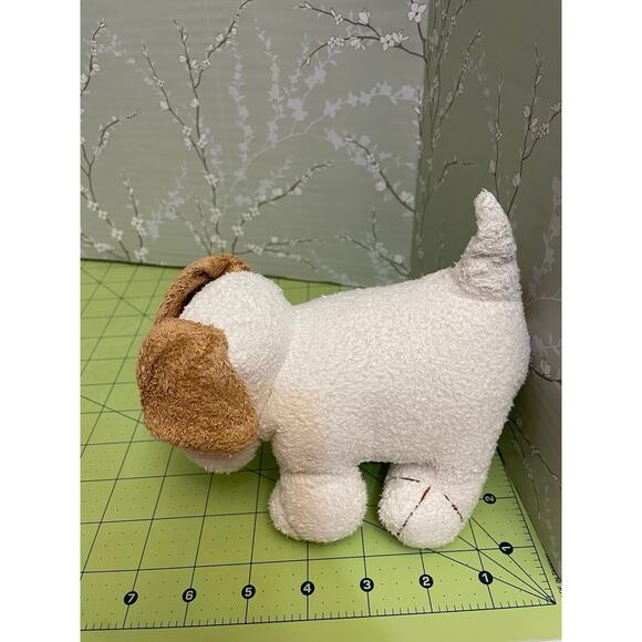 Old Navy 2004 Puppy Dog Lovey Rattle 7” Baby Plush Brown White HTF - Picture 7 of 8